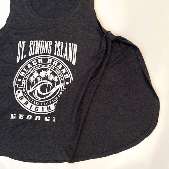 St Simons Island Georgia Grey Split Side Tank Top Beach Brand Original Medium - Picture 5 of 5